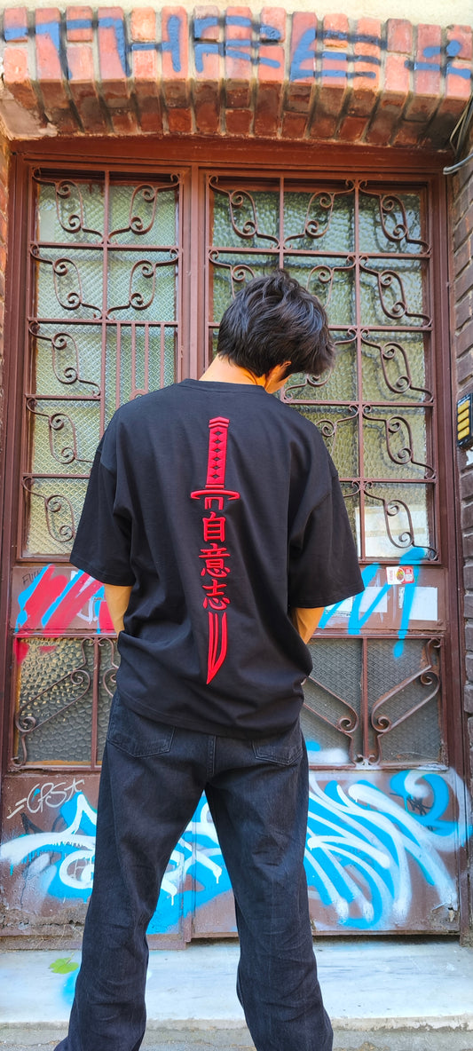 3D Nakış KATANA  Oversize Unisex Tshirt PREMİUM Limidet edition